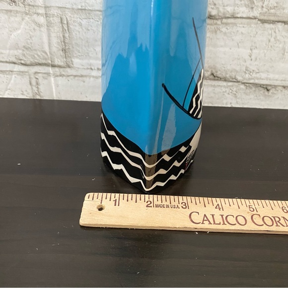 CATS by Nina Lyman Blue Ceramic Cat Golfer 9.5” Planter Vase - Picture 8 of 15